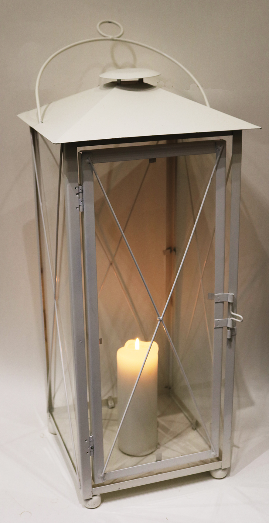 Laterne  "Finca" weiß, Stahlblech 30 x30 x 70cm